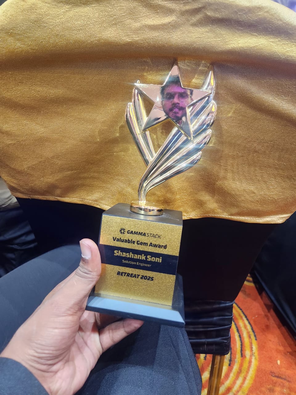 Valuable Gem Award trophy for Shashank Soni, Gammastack Retreat 2025